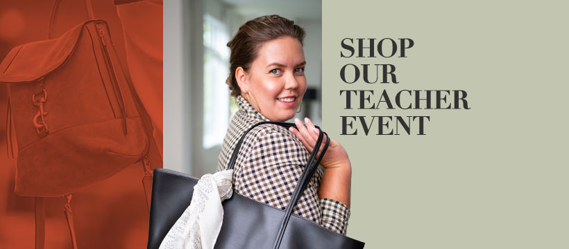 an image of a woman (teacher) getting ready to shop oir BTS Teacher Event